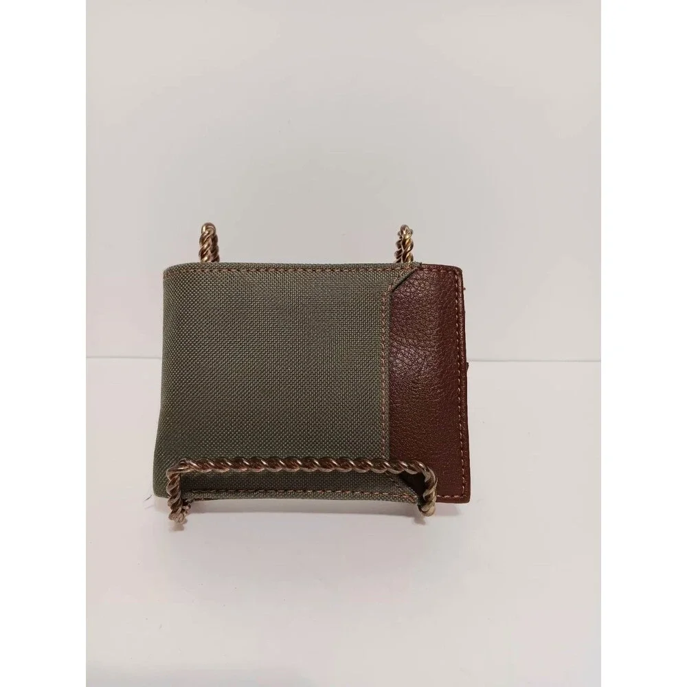 Lake & Trail Green Canvas / Brown Leather Bi-fold Men's Wallet 4.25